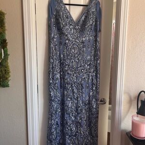 Sophisticated Blue Embellished Wedding Dress